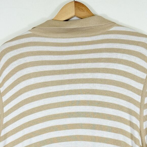 Chico's Womens 4 XL 18 Tan White Stripe Reversible Knit Duster Cardigan Sweater - Picture 5 of 9